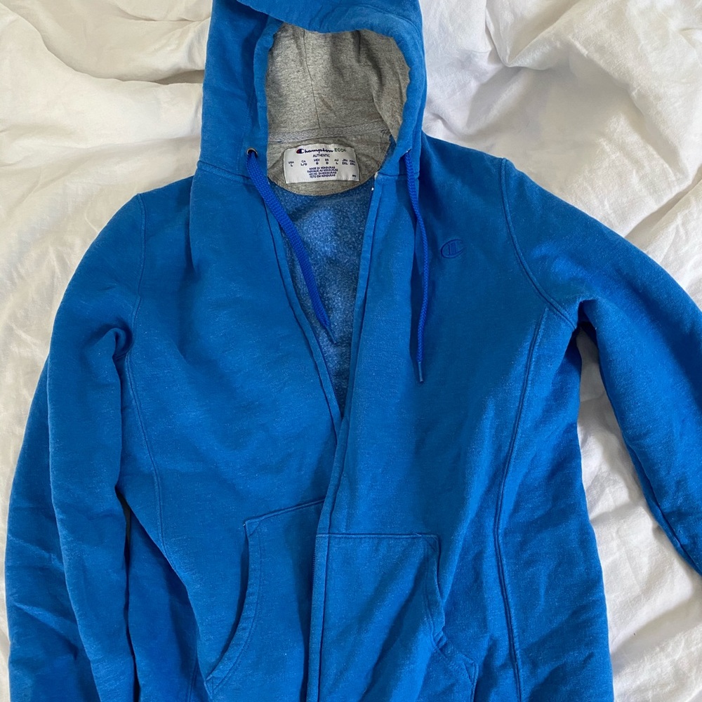 Blue champion zip-up hoodie